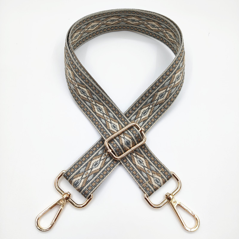 Презрамка за чанти с жакардов ромбовиден модел, широка презрамка, полиестерно-памучна материя, есен 2023 г., функция за намаляване на натоварването