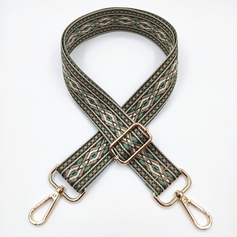 Презрамка за чанти с жакардов ромбовиден модел, широка презрамка, полиестерно-памучна материя, есен 2023 г., функция за намаляване на натоварването