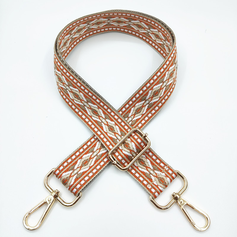 Презрамка за чанти с жакардов ромбовиден модел, широка презрамка, полиестерно-памучна материя, есен 2023 г., функция за намаляване на натоварването