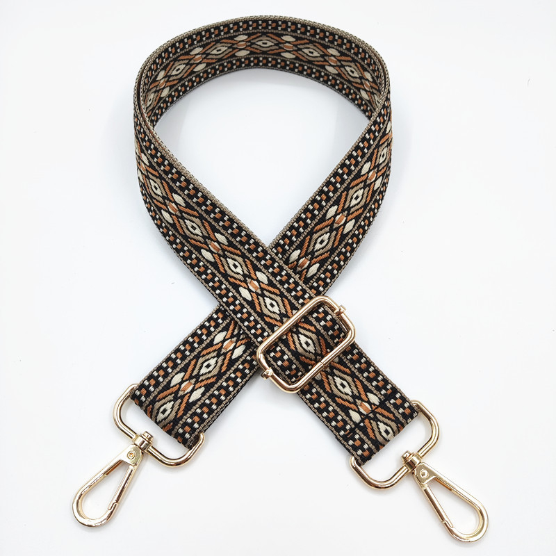 Презрамка за чанти с жакардов ромбовиден модел, широка презрамка, полиестерно-памучна материя, есен 2023 г., функция за намаляване на натоварването