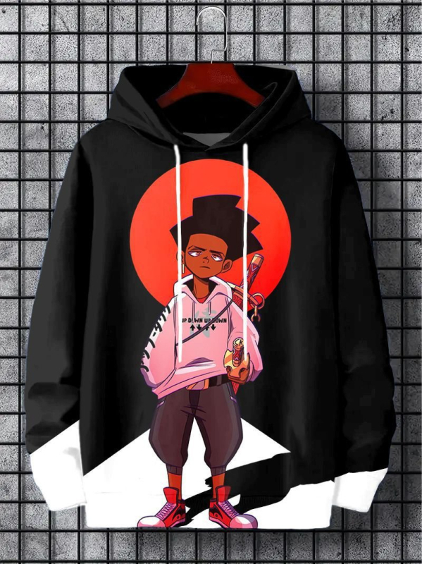 Muški hoodie s kapuljom, 3D digitalni otisak, udoban kroj, poliester 96%+, džep s trodimenzionalnim patchom