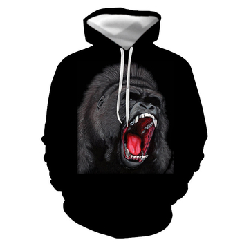 Pulover cu glugă, guler rotund, imprimare 3D cu caractere, croi lejer, mâneci lungi, material din bumbac