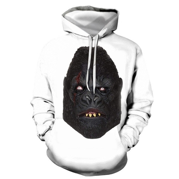 Пуловер с качулка и кръгло деколте, 3D дигитален печат на персонажи, свободна кройка, дълги ръкави, памучен материал