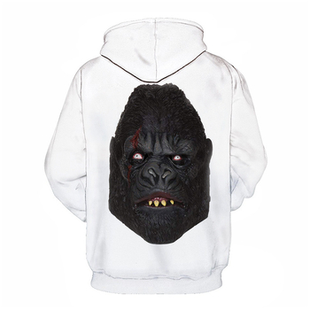 Пуловер с качулка и кръгло деколте, 3D дигитален печат на персонажи, свободна кройка, дълги ръкави, памучен материал