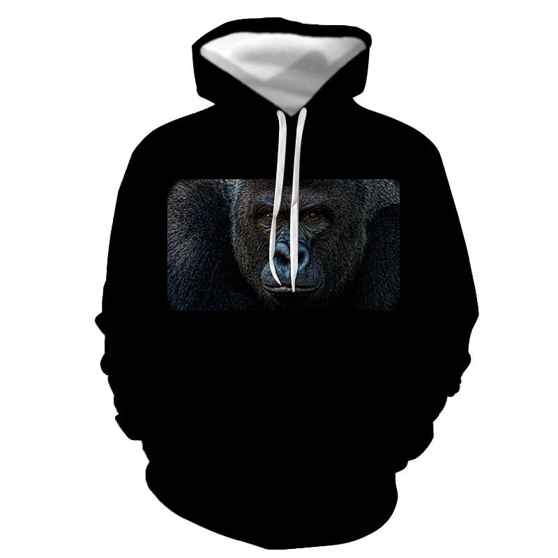 Pulover cu glugă, guler rotund, imprimare 3D cu caractere, croi lejer, mâneci lungi, material din bumbac