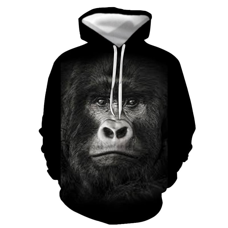Pulover cu glugă, guler rotund, imprimare 3D cu caractere, croi lejer, mâneci lungi, material din bumbac