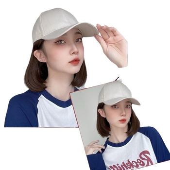 Περούκα με καπέλο, μπομπ κόψιμο, θερμοανθεκτικές ίνες, μήκος από μεσαίο έως μακρύ, μοντέρνο κορεατικό στυλ