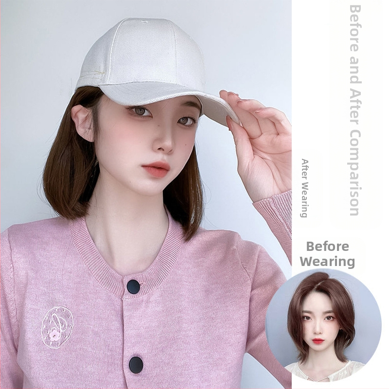 Перука с шапка – боб стил, термоустойчиви влакна, дължина от средна до дълга, модерен корейски стил