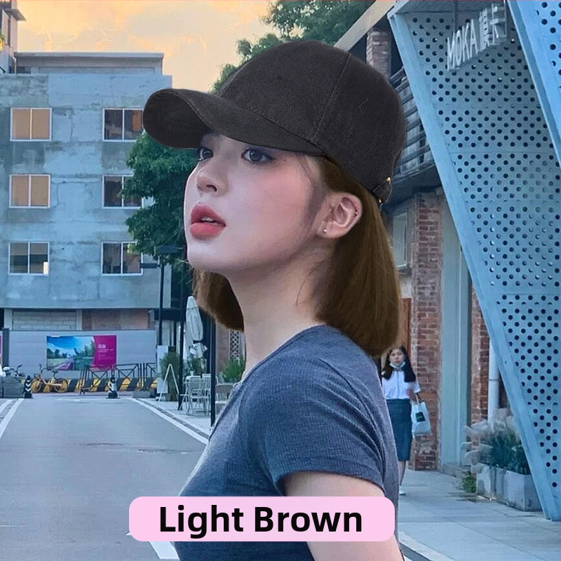 Perucă cu șapcă, tunsoare bob, fibre rezistente la căldură, lungime medie spre lungă, stil koreean