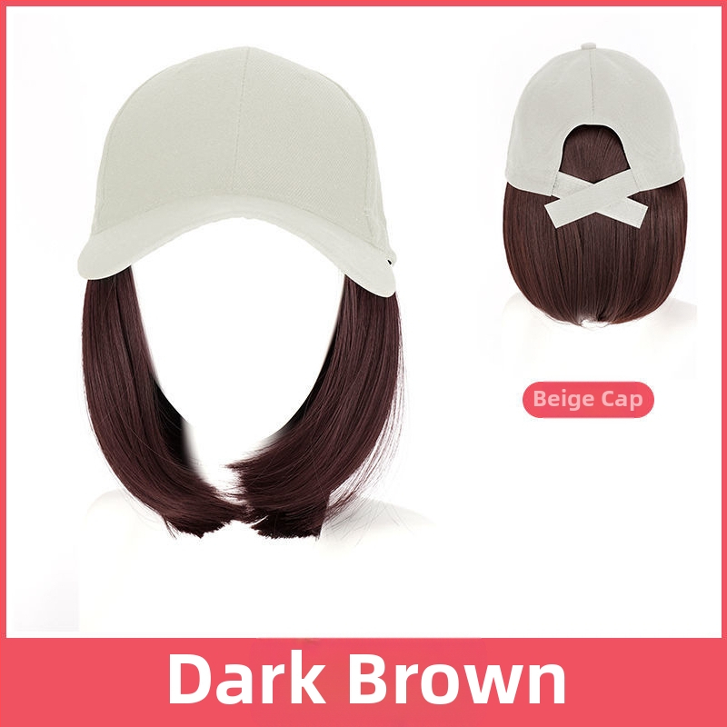 Perucă cu șapcă, tunsoare bob, fibre rezistente la căldură, lungime medie spre lungă, stil koreean
