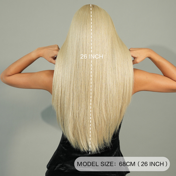 Μακριά ίσια περούκα με φράντζες, συνθετικές ίνες ανθεκτικές σε υψηλές θερμοκρασίες, φυσική διαπνοή και ρεαλιστική εμφάνιση