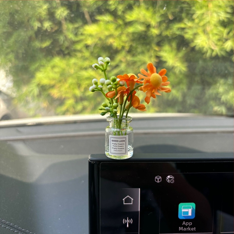 Слънчогледов стъклен декоративен аксесоар за интериор на автомобил – модерно украшение за табло и централна конзола