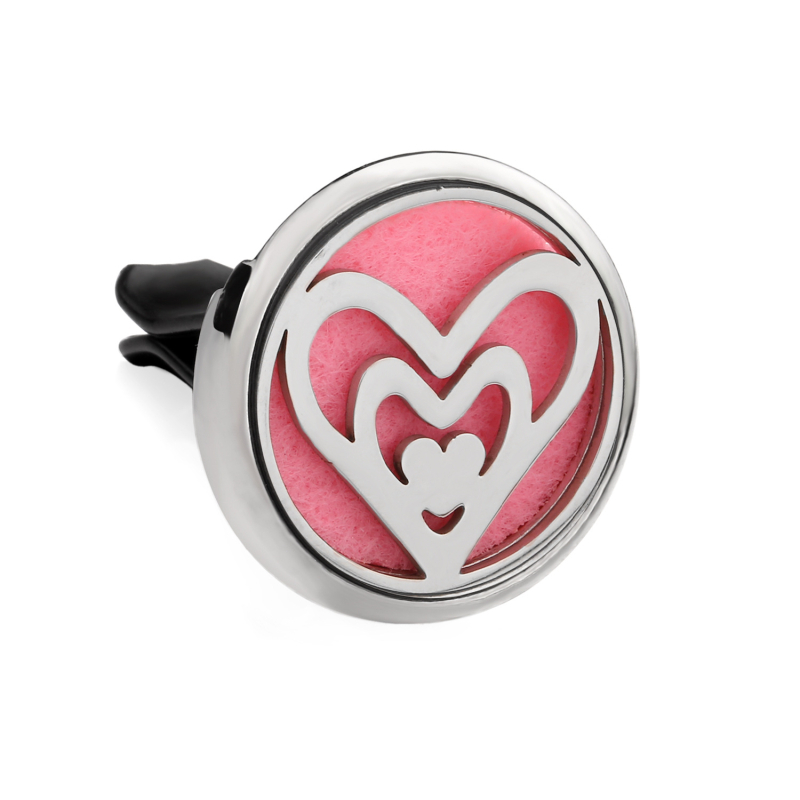 Clip aromaterapie auto, corp metalic, montaj la gurile de aer, parfum floral, conținut <5 ml, volatilizare 1–15 zile