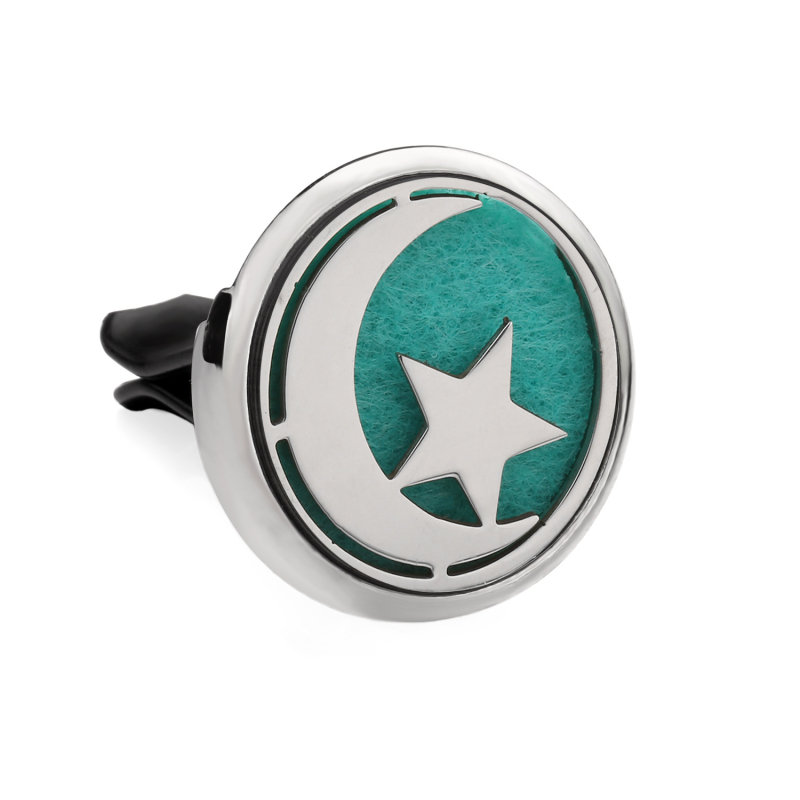 Clip aromaterapie auto, corp metalic, montaj la gurile de aer, parfum floral, conținut <5 ml, volatilizare 1–15 zile