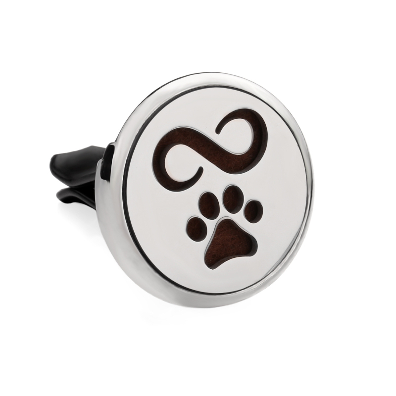 Clip aromaterapie auto, corp metalic, montaj la gurile de aer, parfum floral, conținut <5 ml, volatilizare 1–15 zile