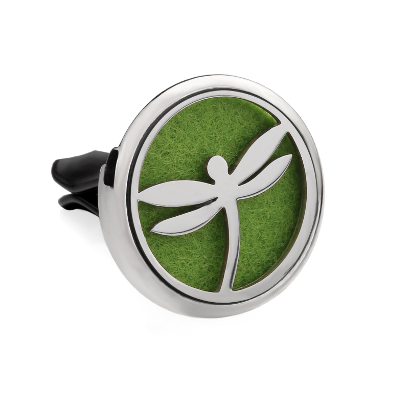 Clip aromaterapie auto, corp metalic, montaj la gurile de aer, parfum floral, conținut <5 ml, volatilizare 1–15 zile