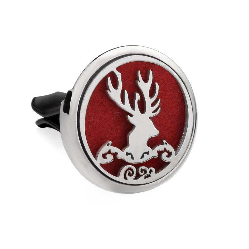 Clip aromaterapie auto, corp metalic, montaj la gurile de aer, parfum floral, conținut <5 ml, volatilizare 1–15 zile