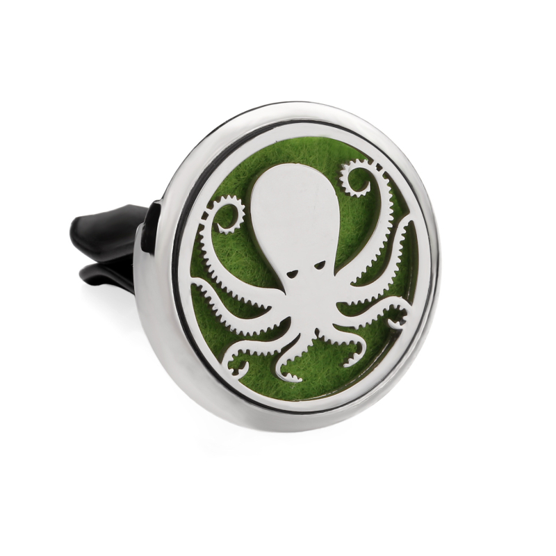 Clip aromaterapie auto, corp metalic, montaj la gurile de aer, parfum floral, conținut <5 ml, volatilizare 1–15 zile