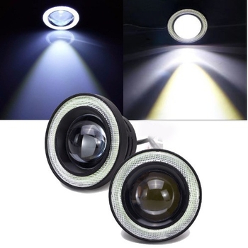 Φανάρι LED ομίχλης αυτοκινήτου με angel eyes και COB - 12V, 30W, 1200 lm, 50000 ωρών