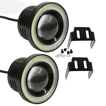 Φανάρι LED ομίχλης αυτοκινήτου με angel eyes και COB - 12V, 30W, 1200 lm, 50000 ωρών