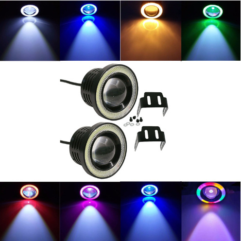 LED фар за мъгла със ангелски очи и COB светодиоди - 12V, 30W, 1200 lm, 50000 ч.