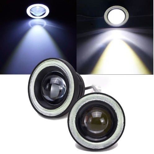 Far LED pentru ceață auto cu angel eyes și COB - 12V, 30W, 1200 lm, 50000 h