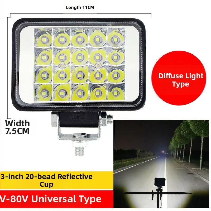 Több‑LED spotfény járművekhez – 144W, 12–80V, IP67, repülőipari alumínium, 30000 óra élettartam