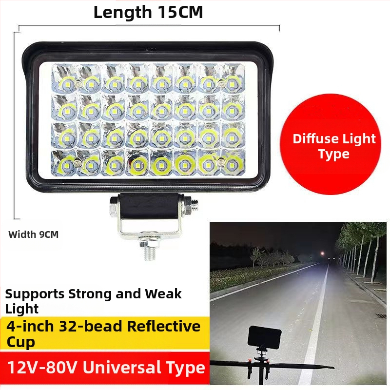 Több‑LED spotfény járművekhez – 144W, 12–80V, IP67, repülőipari alumínium, 30000 óra élettartam