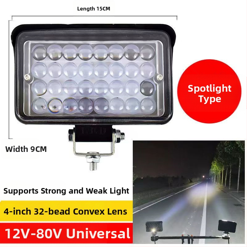 Több‑LED spotfény járművekhez – 144W, 12–80V, IP67, repülőipari alumínium, 30000 óra élettartam