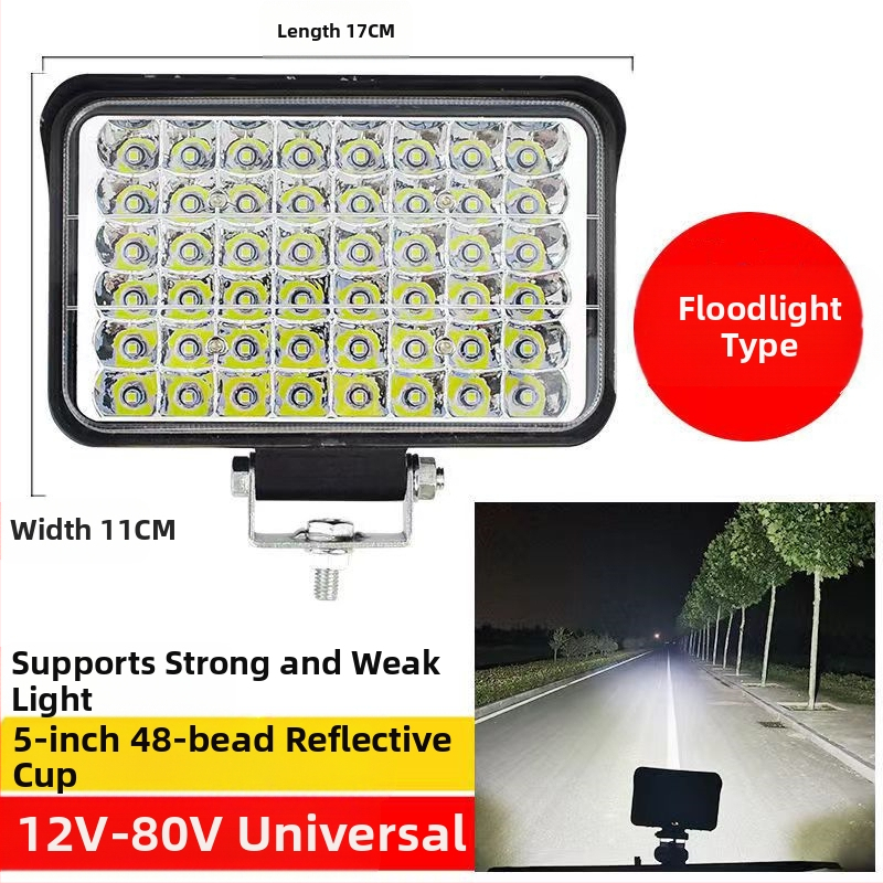 Több‑LED spotfény járművekhez – 144W, 12–80V, IP67, repülőipari alumínium, 30000 óra élettartam