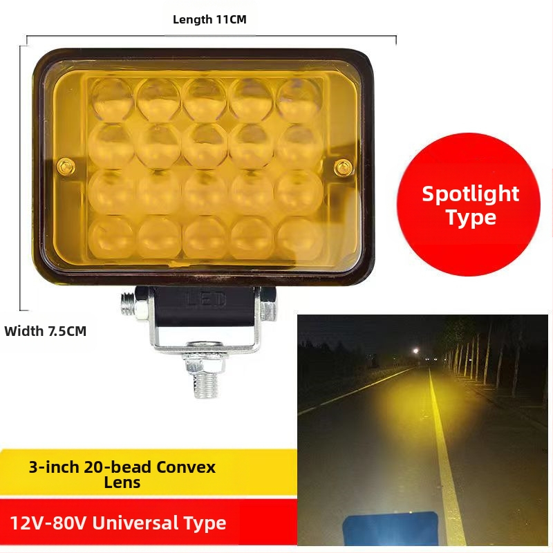 Több‑LED spotfény járművekhez – 144W, 12–80V, IP67, repülőipari alumínium, 30000 óra élettartam