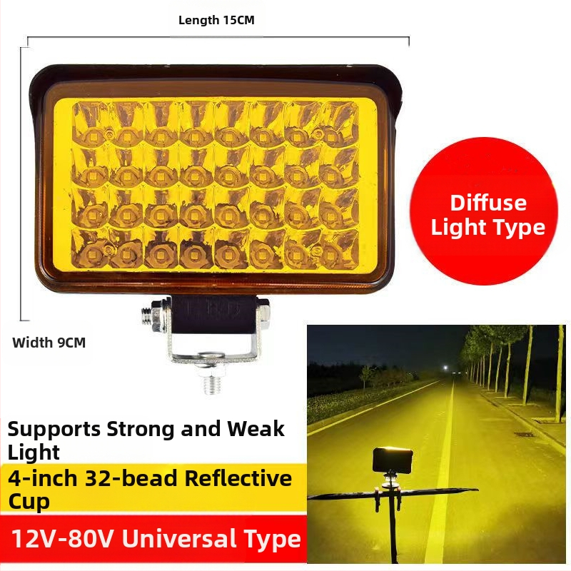 Több‑LED spotfény járművekhez – 144W, 12–80V, IP67, repülőipari alumínium, 30000 óra élettartam