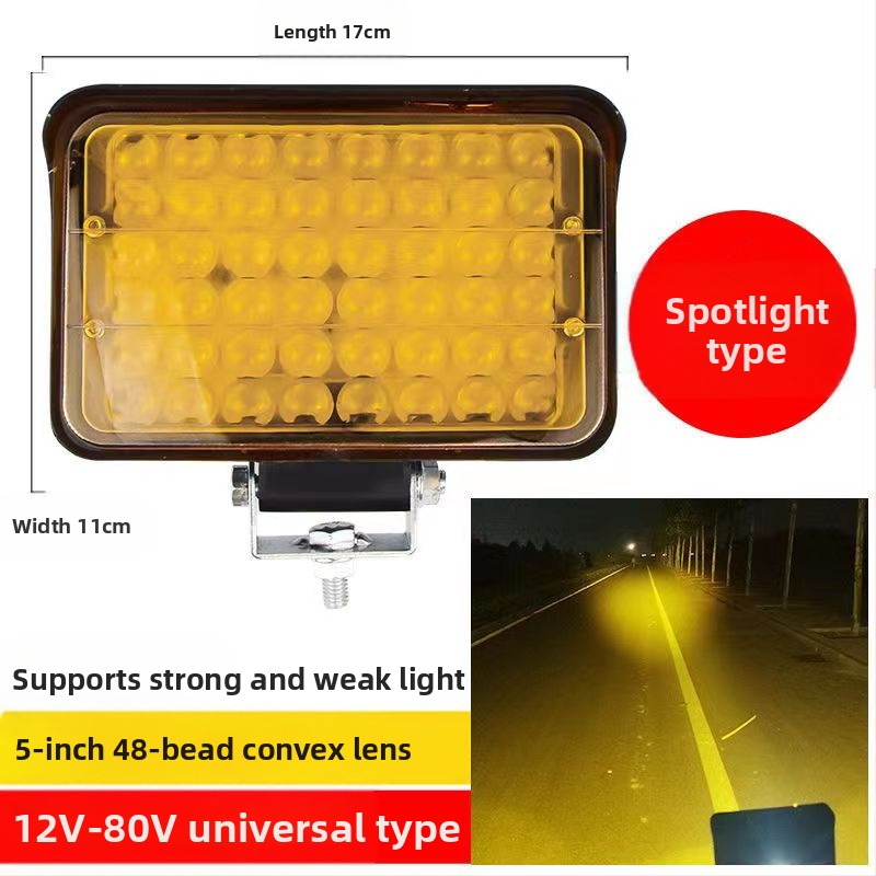 Több‑LED spotfény járművekhez – 144W, 12–80V, IP67, repülőipari alumínium, 30000 óra élettartam