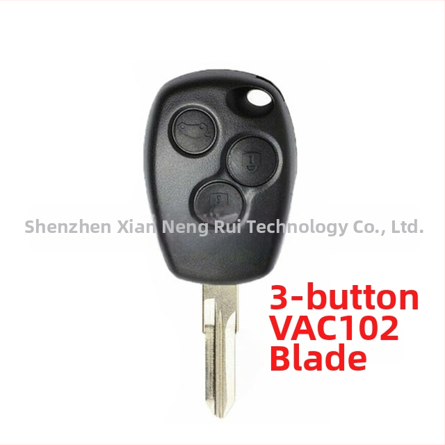 Carcasă cheie Renault – placă plată, corp ABS, lamă metalică, configurație 2-chei/3-chei, greutate 35 g