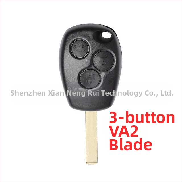 Carcasă cheie Renault – placă plată, corp ABS, lamă metalică, configurație 2-chei/3-chei, greutate 35 g