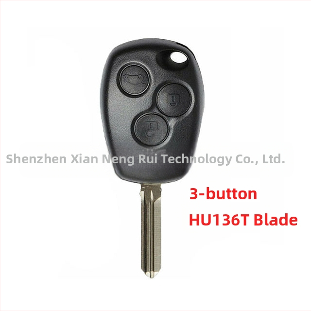 Carcasă cheie Renault – placă plată, corp ABS, lamă metalică, configurație 2-chei/3-chei, greutate 35 g