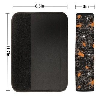 Подплата за презрамката на автомобилен колан, принт Halloween паяжина, полиестер, двучастков комплект, 60 г, с лого отпечатано, персонализируема