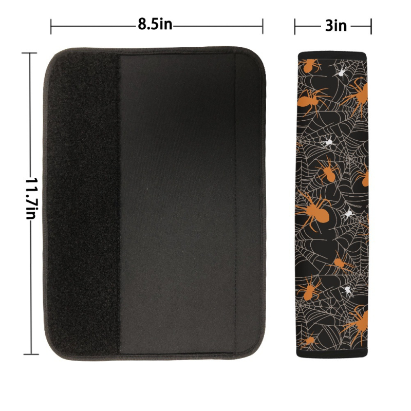 Perna pentru umărul centurii de siguranță auto, imprimeu plasa păianjen Halloween, poliester, set de două piese, 60 g, cu logo imprimat, personalizabil