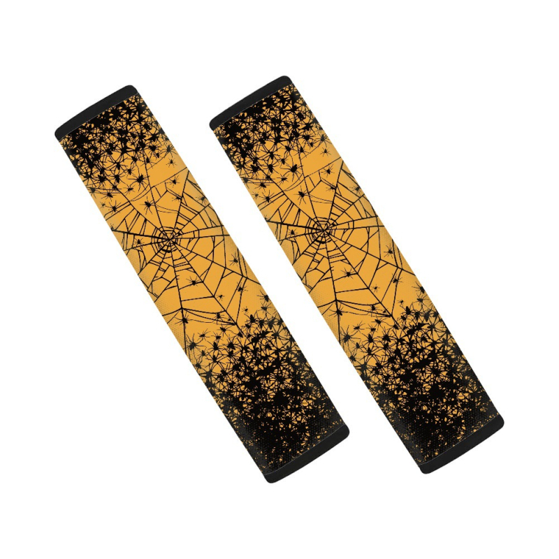 Perna pentru umărul centurii de siguranță auto, imprimeu plasa păianjen Halloween, poliester, set de două piese, 60 g, cu logo imprimat, personalizabil