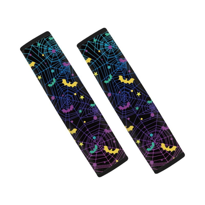 Perna pentru umărul centurii de siguranță auto, imprimeu plasa păianjen Halloween, poliester, set de două piese, 60 g, cu logo imprimat, personalizabil