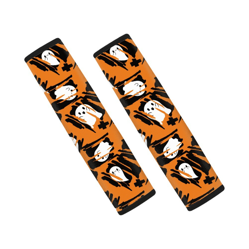 Perna pentru umărul centurii de siguranță auto, imprimeu plasa păianjen Halloween, poliester, set de două piese, 60 g, cu logo imprimat, personalizabil