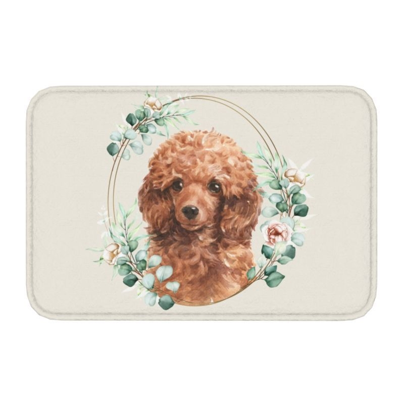 Covor de baie antiderapant pentru intrare, suprafață flokată, formă pătrată, material TPE, lavabil