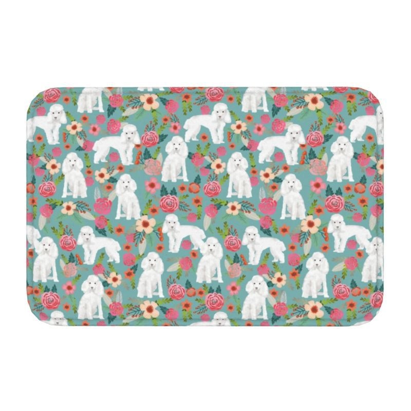 Covor de baie antiderapant pentru intrare, suprafață flokată, formă pătrată, material TPE, lavabil