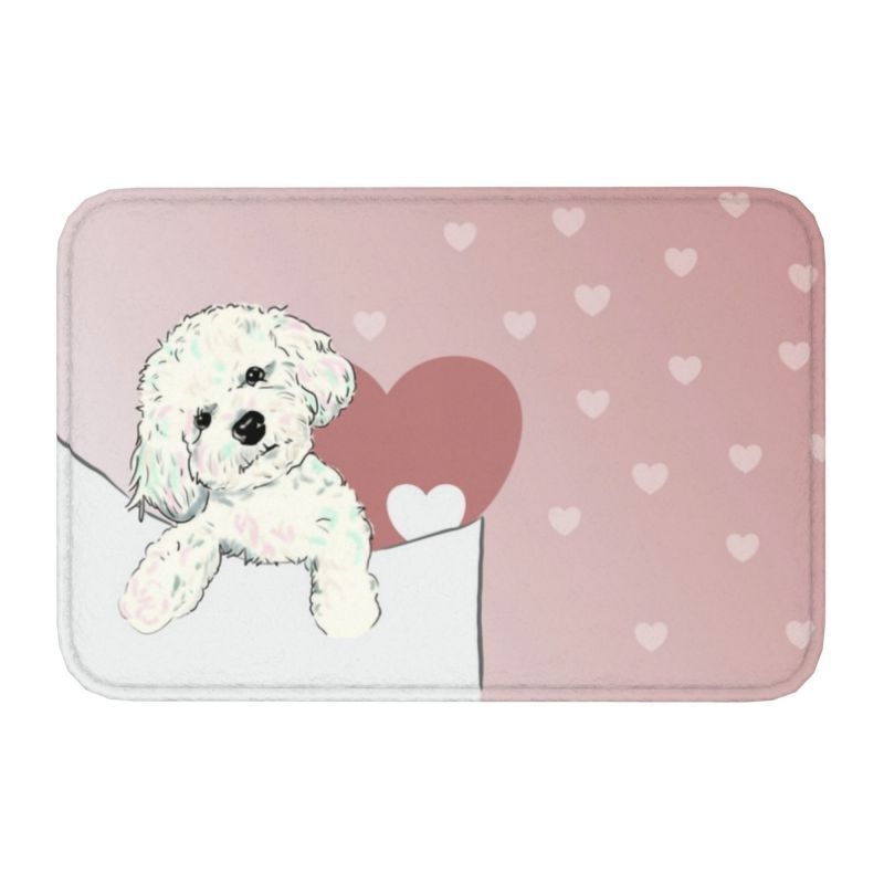 Covor de baie antiderapant pentru intrare, suprafață flokată, formă pătrată, material TPE, lavabil