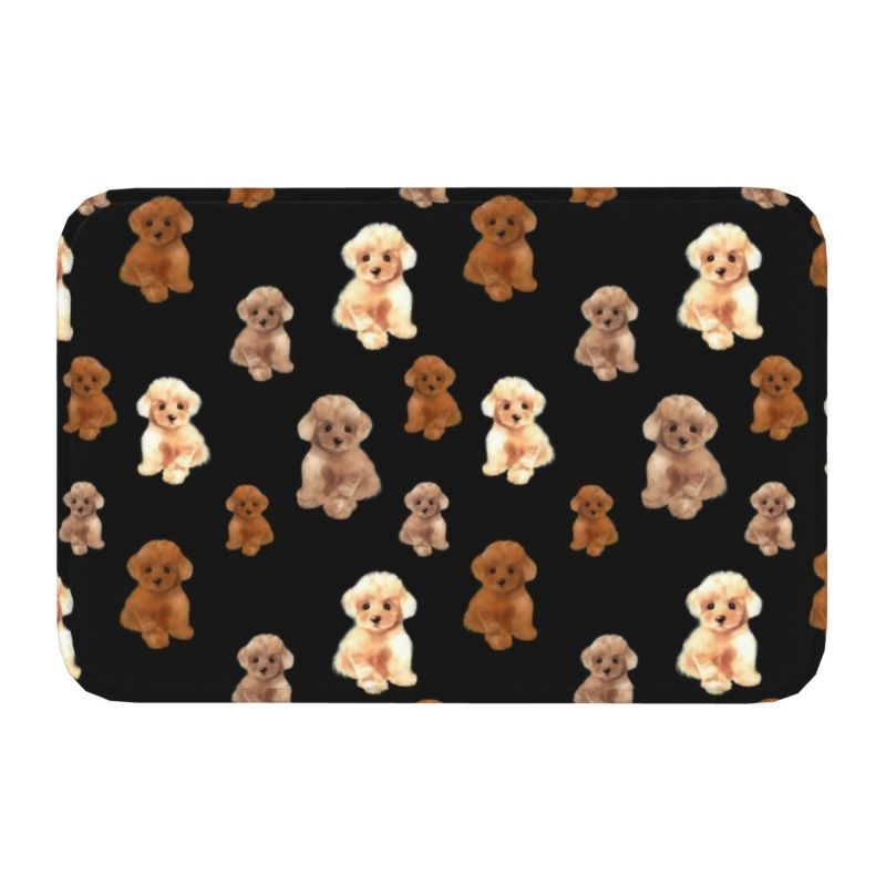 Covor de baie antiderapant pentru intrare, suprafață flokată, formă pătrată, material TPE, lavabil