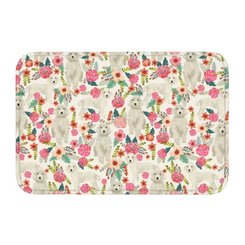 Covor de baie antiderapant pentru intrare, suprafață flokată, formă pătrată, material TPE, lavabil