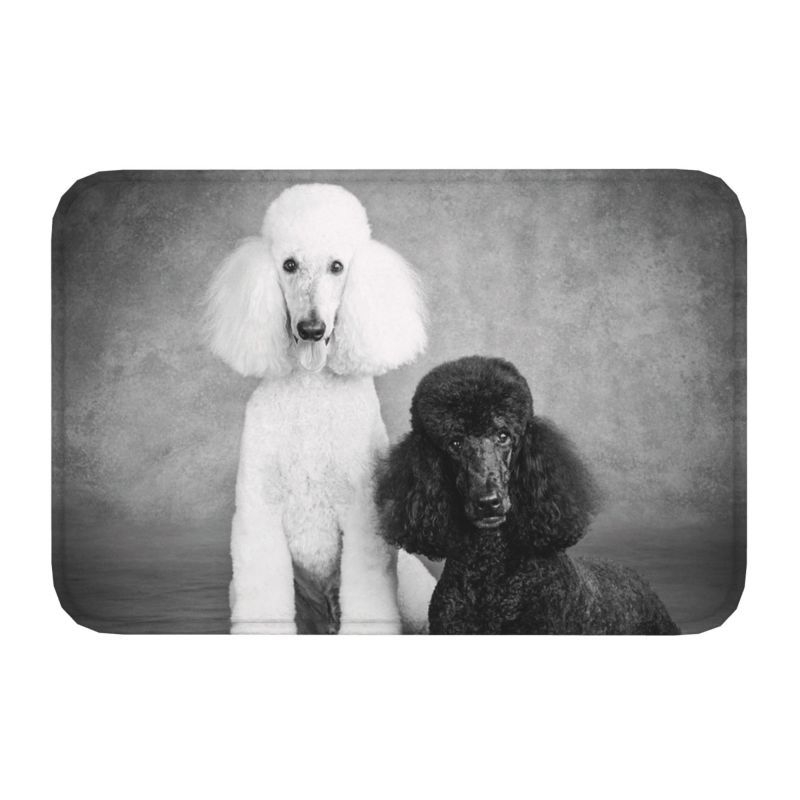 Covor de baie antiderapant pentru intrare, suprafață flokată, formă pătrată, material TPE, lavabil