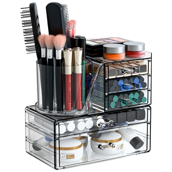 Skaidrus, sulankstomas stalčių dėklas kosmetikai ir smulkmenoms – biuro organizatorius nordiško stiliaus (akrilas; Yiwu kilmė)