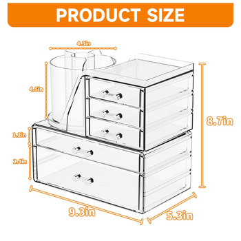 Διαφανές στοιβαζόμενο κουτί αποθήκευσης με συρτάρια για καλλυντικά και μικροαντικείμενα — επιτραπέζιος οργανωτής σε Nordic στυλ από ακρυλικό (Ακρυλικό; Nordic στυλ; Προέλευση Yiwu)