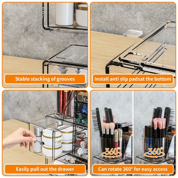 Διαφανές στοιβαζόμενο κουτί αποθήκευσης με συρτάρια για καλλυντικά και μικροαντικείμενα — επιτραπέζιος οργανωτής σε Nordic στυλ από ακρυλικό (Ακρυλικό; Nordic στυλ; Προέλευση Yiwu)